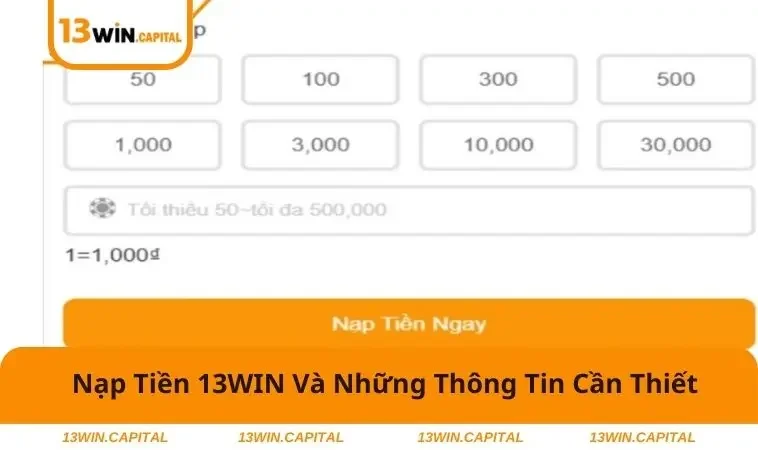 Nạp Tiền 13WIN 1 Nhanh chóng và an toàn là mục tiêu hướng tới
