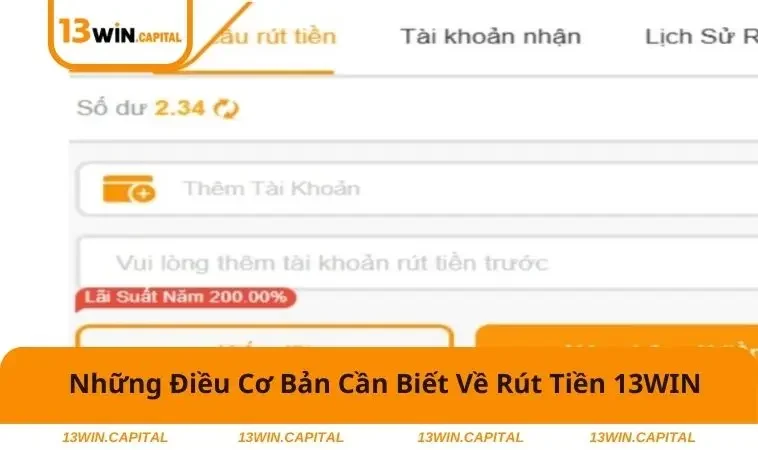 Rút Tiền 13WIN 1 Rút tiền về tiện lợi và an toàn mỗi ngày