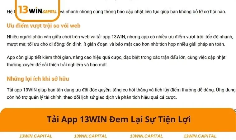 Tải App 13WIN 1 Tải app cho điện thoại bất kể phiên bản